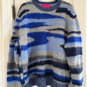 The Elder Statesman Blue Camo Crewneck Sweater